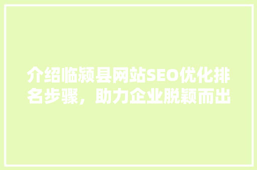 介绍临颍县网站SEO优化排名步骤，助力企业脱颖而出 必应SEO
