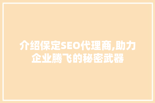介绍保定SEO代理商,助力企业腾飞的秘密武器 搜狗SEO