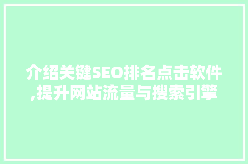 介绍关键SEO排名点击软件,提升网站流量与搜索引擎排名的利器 必应SEO
