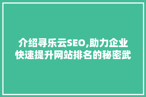 介绍寻乐云SEO,助力企业快速提升网站排名的秘密武器 必应SEO
