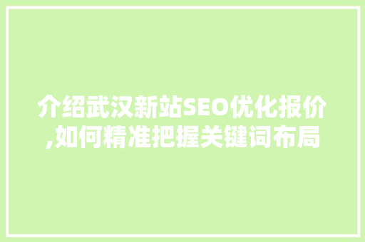 介绍武汉新站SEO优化报价,如何精准把握关键词布局，助力企业腾飞