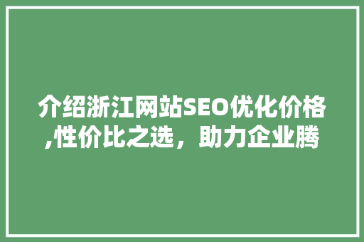 介绍浙江网站SEO优化价格,性价比之选，助力企业腾飞 必应SEO