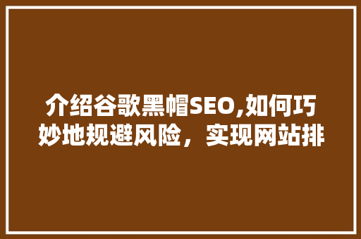介绍谷歌黑帽SEO,如何巧妙地规避风险，实现网站排名提升