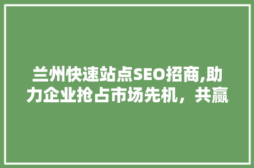 兰州快速站点SEO招商,助力企业抢占市场先机，共赢未来 GoogleSEO
