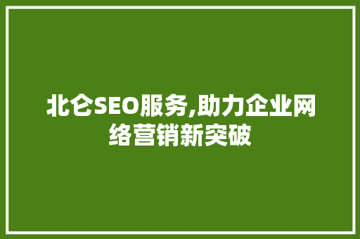 北仑SEO服务,助力企业网络营销新突破 必应SEO