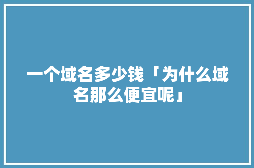 一个域名多少钱「为什么域名那么便宜呢」 一个域名多少钱「为什么域名那么便宜呢」 百度SEO