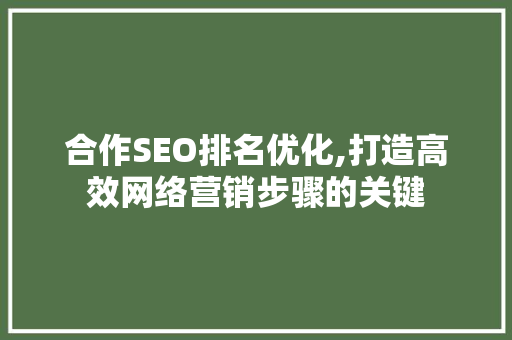 合作SEO排名优化,打造高效网络营销步骤的关键 神马SEO