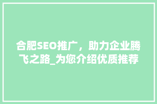 合肥SEO推广，助力企业腾飞之路_为您介绍优质推荐公司