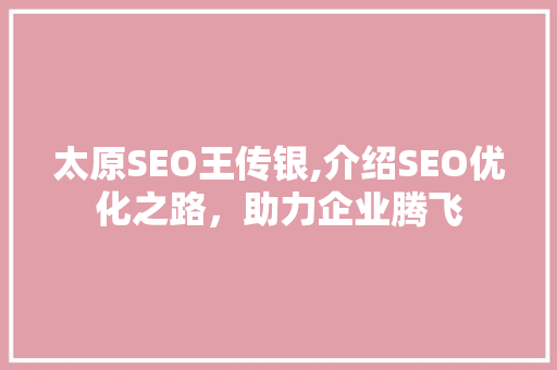 太原SEO王传银,介绍SEO优化之路，助力企业腾飞