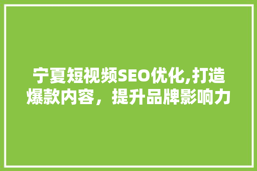 宁夏短视频SEO优化,打造爆款内容，提升品牌影响力 必应SEO