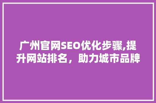 广州官网SEO优化步骤,提升网站排名，助力城市品牌形象