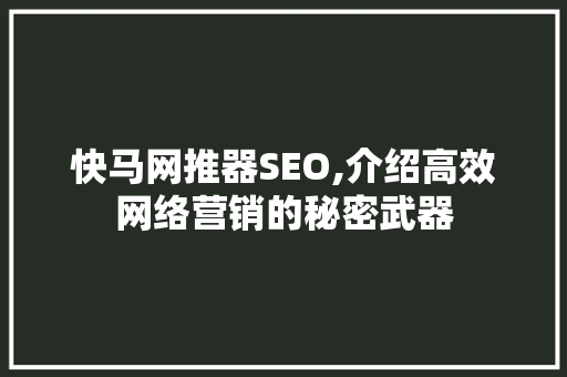 快马网推器SEO,介绍高效网络营销的秘密武器
