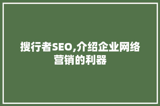 搜行者SEO,介绍企业网络营销的利器 百度SEO