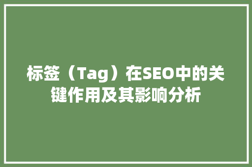 标签（Tag）在SEO中的关键作用及其影响分析 神马SEO