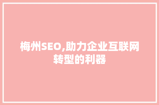 梅州SEO,助力企业互联网转型的利器 神马SEO