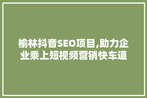 榆林抖音SEO项目,助力企业乘上短视频营销快车道 搜狗SEO