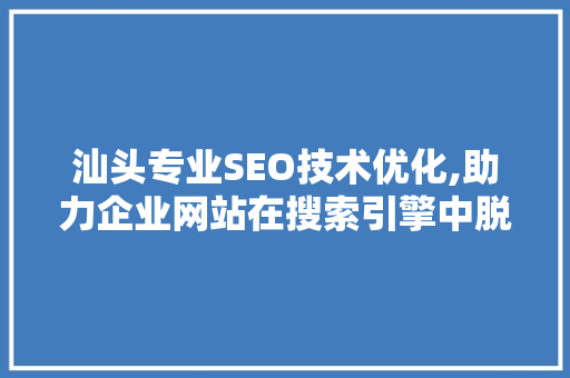 汕头专业SEO技术优化,助力企业网站在搜索引擎中脱颖而出 神马SEO