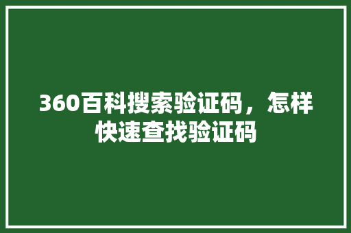360百科搜索验证码，怎样快速查找验证码 搜狗SEO