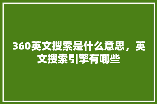 360英文搜索是什么意思，英文搜索引擎有哪些