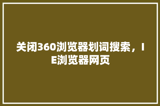 关闭360浏览器划词搜索，IE浏览器网页 搜狗SEO