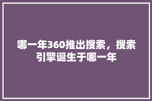 哪一年360推出搜索，搜索引擎诞生于哪一年 百度SEO