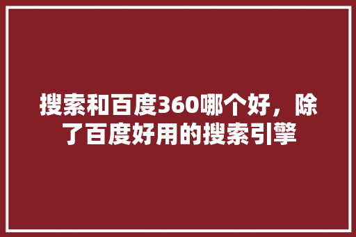 搜索和百度360哪个好，除了百度好用的搜索引擎 搜狗SEO