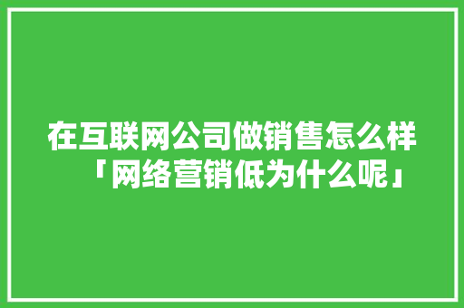 在互联网公司做销售怎么样「网络营销低为什么呢」 在互联网公司做销售怎么样「网络营销低为什么呢」 GoogleSEO