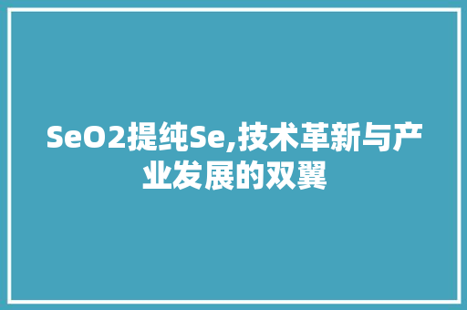 SeO2提纯Se,技术革新与产业发展的双翼 GoogleSEO