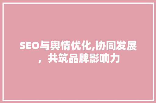 SEO与舆情优化,协同发展，共筑品牌影响力 百度SEO