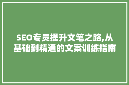 SEO专员提升文笔之路,从基础到精通的文案训练指南 GoogleSEO