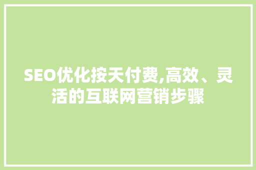 SEO优化按天付费,高效、灵活的互联网营销步骤 GoogleSEO