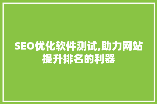 SEO优化软件测试,助力网站提升排名的利器 GoogleSEO