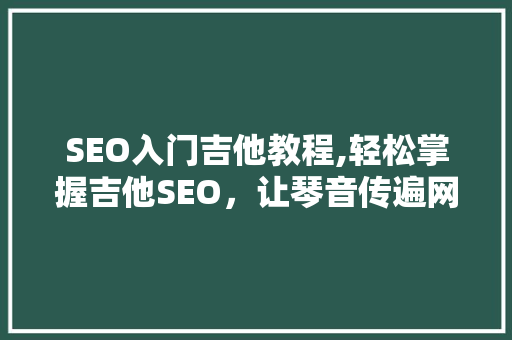 SEO入门吉他教程,轻松掌握吉他SEO，让琴音传遍网络 必应SEO