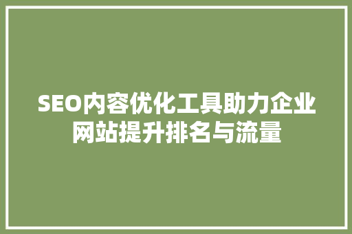 SEO内容优化工具助力企业网站提升排名与流量 GoogleSEO