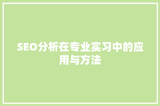 SEO分析在专业实习中的应用与方法 必应SEO