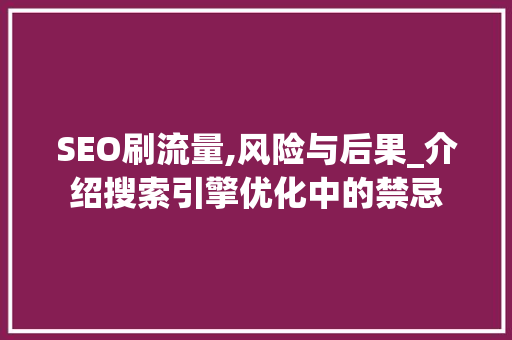 SEO刷流量,风险与后果_介绍搜索引擎优化中的禁忌 百度SEO