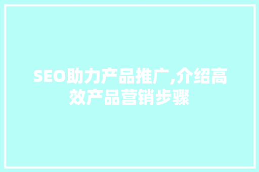 SEO助力产品推广,介绍高效产品营销步骤 百度SEO