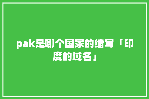 pak是哪个国家的缩写「印度的域名」 pak是哪个国家的缩写「印度的域名」 GoogleSEO