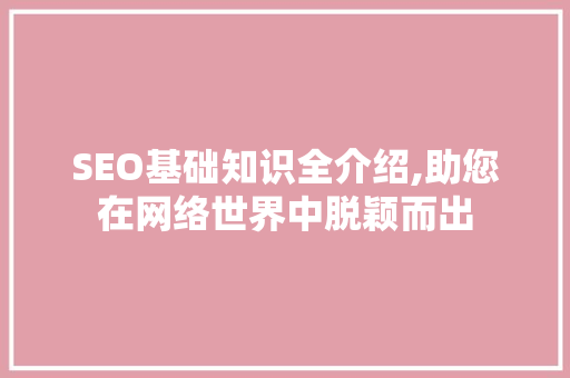 SEO基础知识全介绍,助您在网络世界中脱颖而出