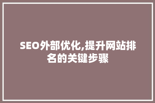 SEO外部优化,提升网站排名的关键步骤 百度SEO