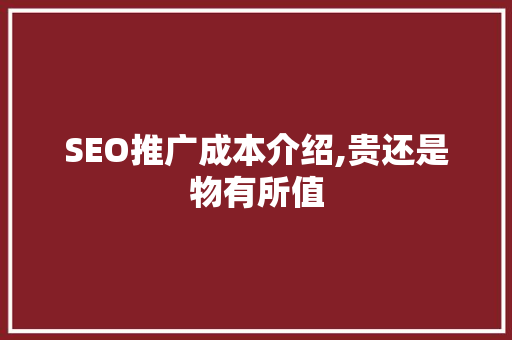 SEO推广成本介绍,贵还是物有所值 必应SEO