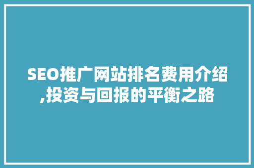 SEO推广网站排名费用介绍,投资与回报的平衡之路 必应SEO