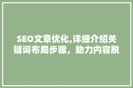 SEO文章优化,详细介绍关键词布局步骤，助力内容脱颖而出