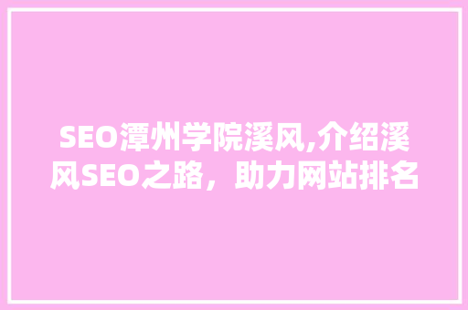 SEO潭州学院溪风,介绍溪风SEO之路，助力网站排名提升 百度SEO