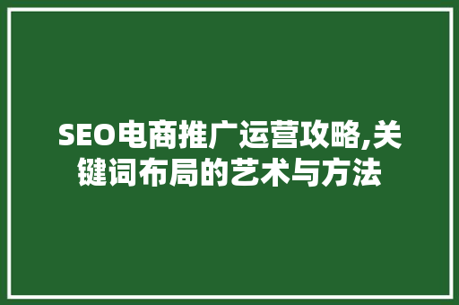 SEO电商推广运营攻略,关键词布局的艺术与方法 百度SEO