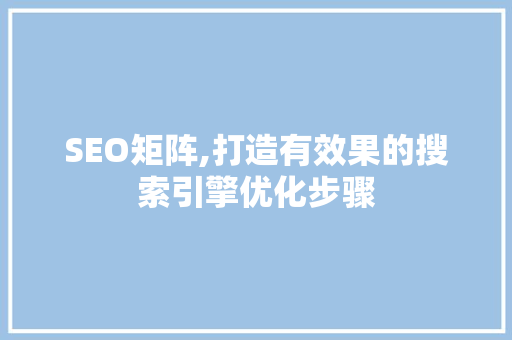 SEO矩阵,打造有效果的搜索引擎优化步骤 必应SEO