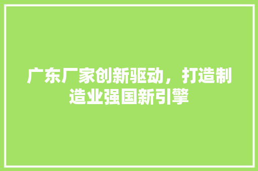 广东厂家创新驱动，打造制造业强国新引擎 必应SEO