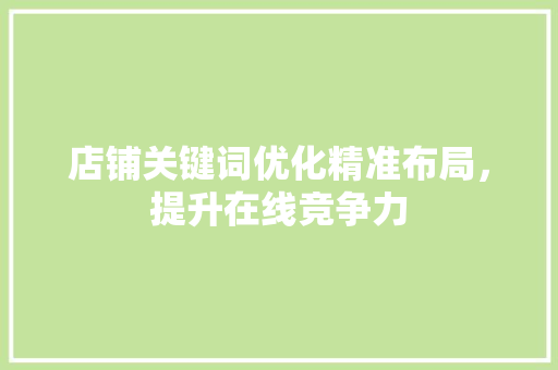 店铺关键词优化精准布局，提升在线竞争力 必应SEO