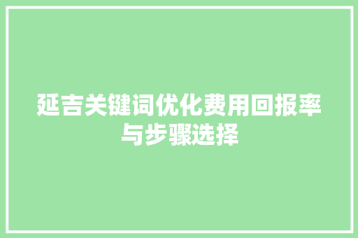 延吉关键词优化费用回报率与步骤选择 神马SEO