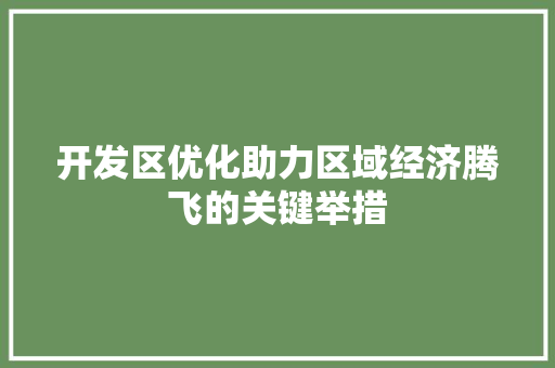 开发区优化助力区域经济腾飞的关键举措 百度SEO